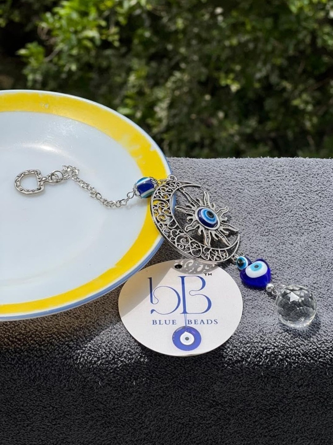 BLUE BEADS Blue & Silver-Toned Sun & Moon Suncatcher