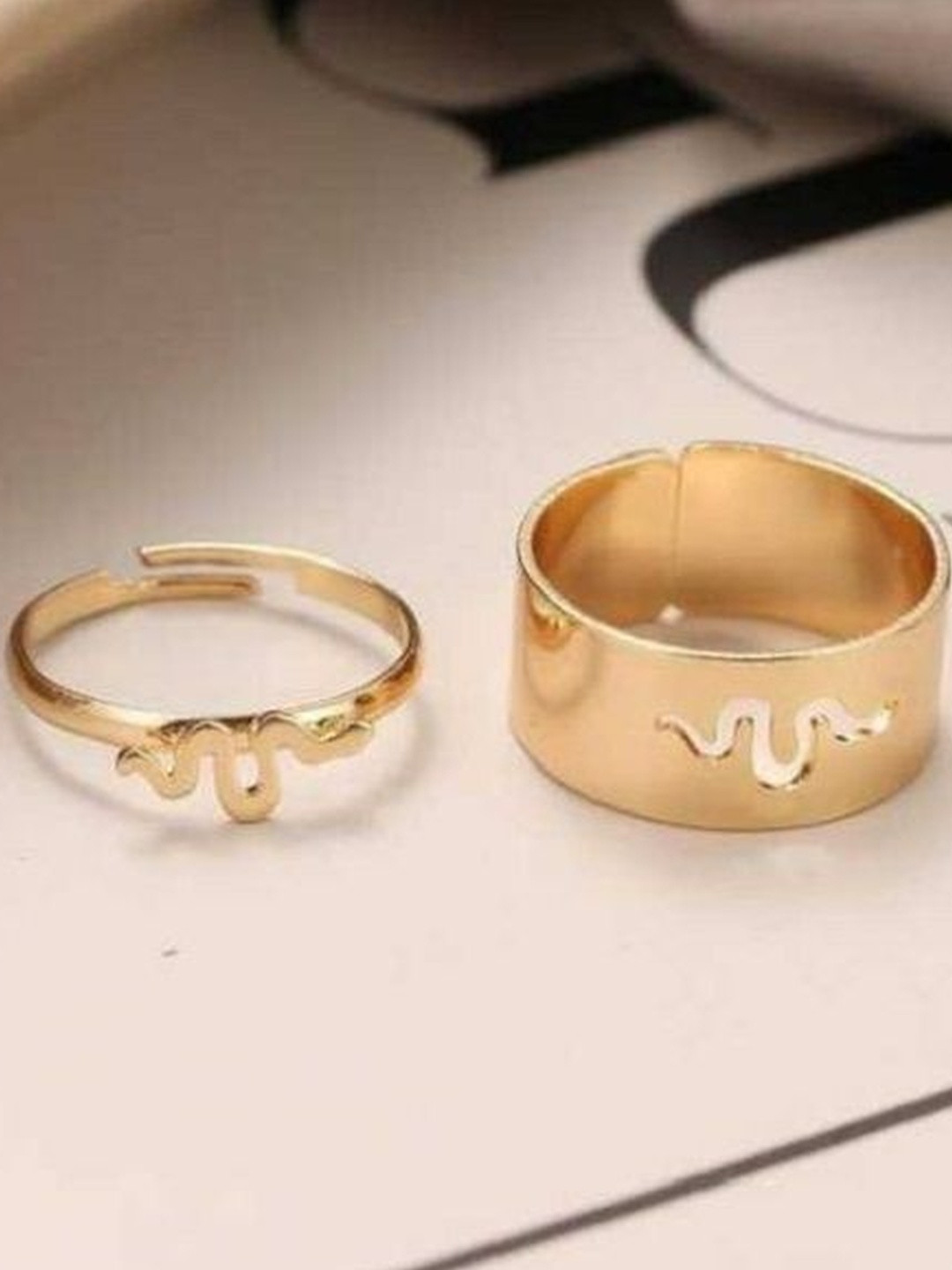 TheVineGirl Set Of 2 Snake Matching Gold-plated Finger Ring
