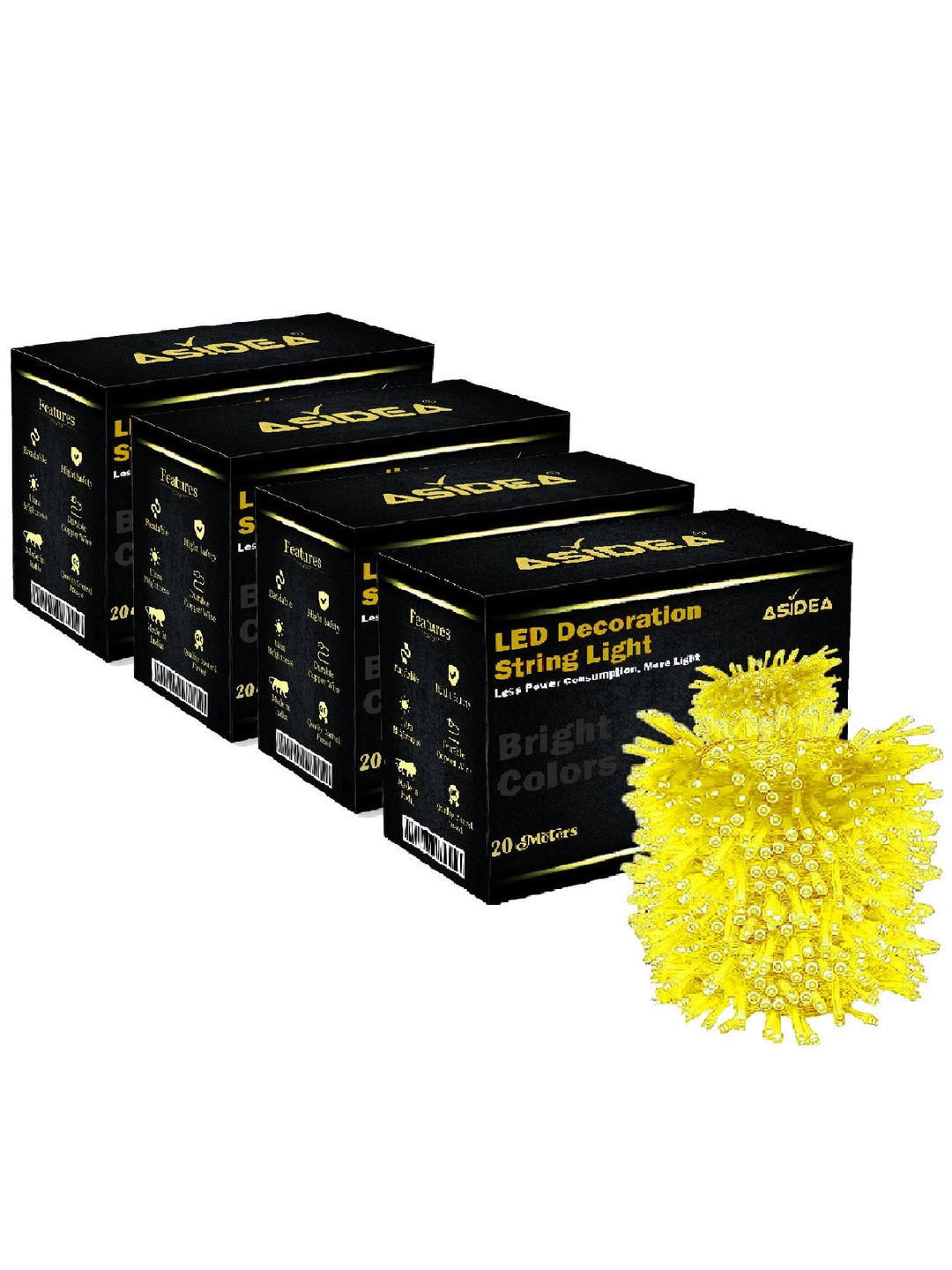ASIDEA Yellow Pack of 4 String Light- 15 M