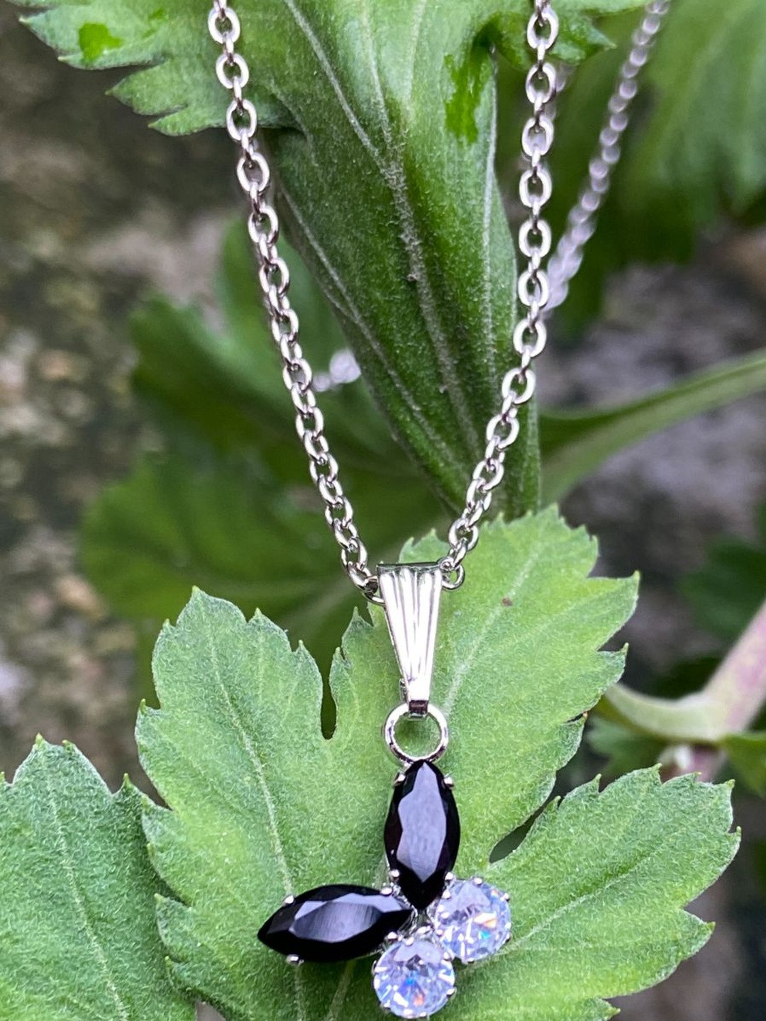 Psight Rhodium-Plated Butterfly Style Pendant Necklace