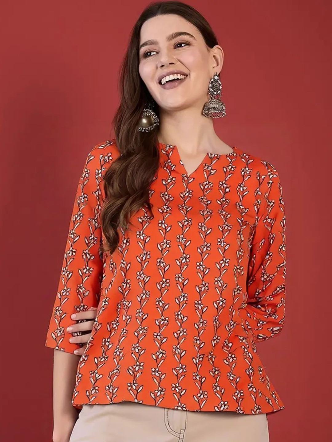 Anouk Rustic Printed Round Neck Tunic