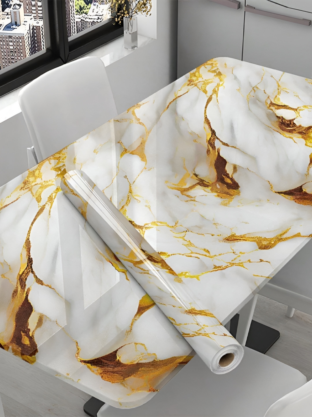 Aura Luxury White 2 Meter Self Adhesive Wallpaper & Stickers