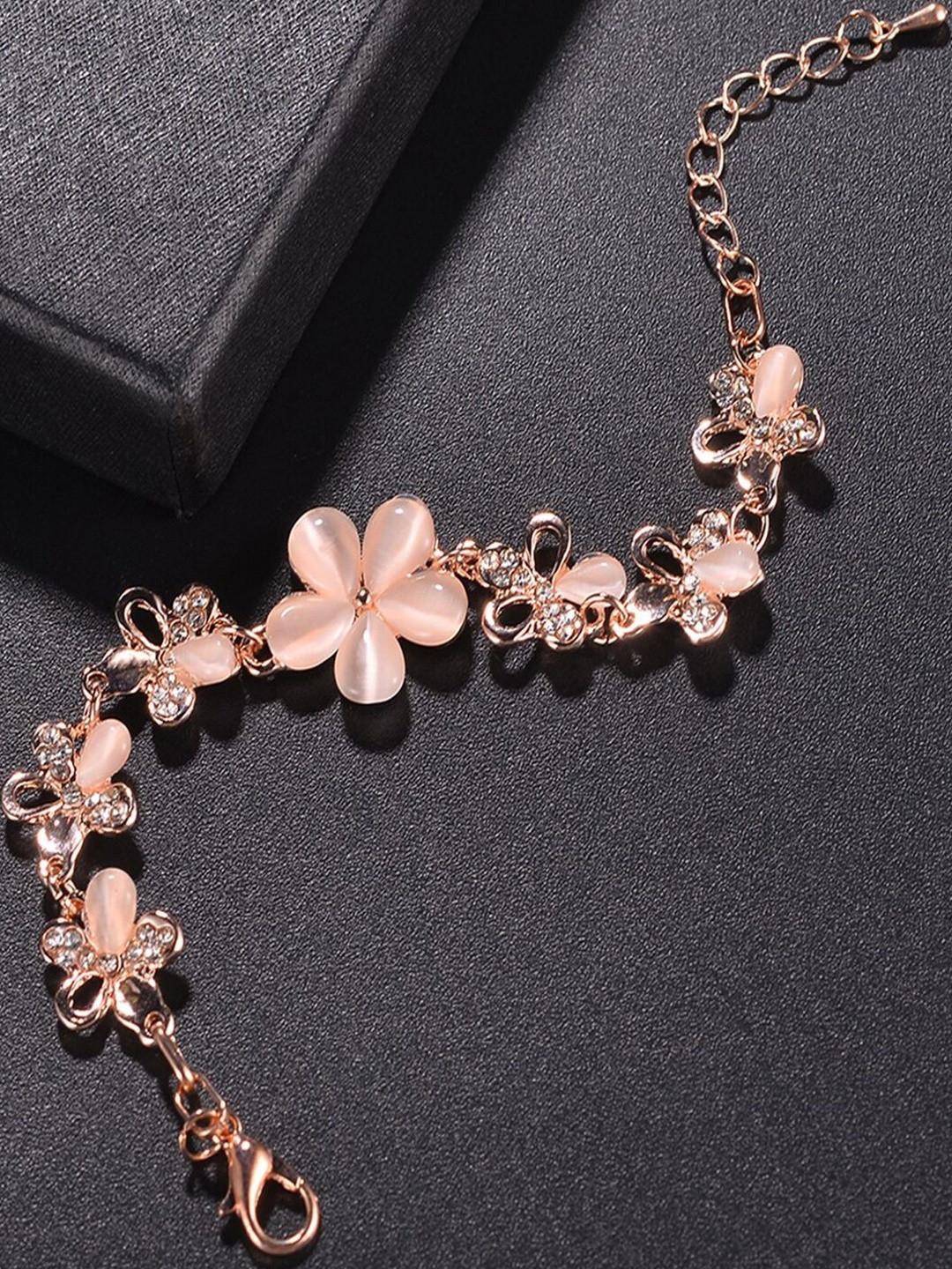 TheVineGirl Women Wraparound Flower Rose Gold Crystal Bracelet