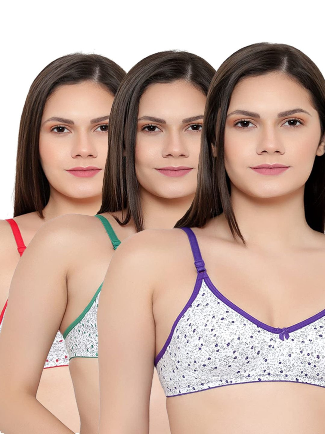 Vermilion Pack Of 3 Non Padded Full Coverage Bra