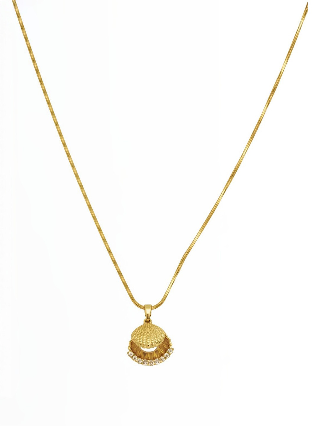 Beenth & Doneth Women Gold-Plated Cubic Zirconia Stainless Steel  Necklace
