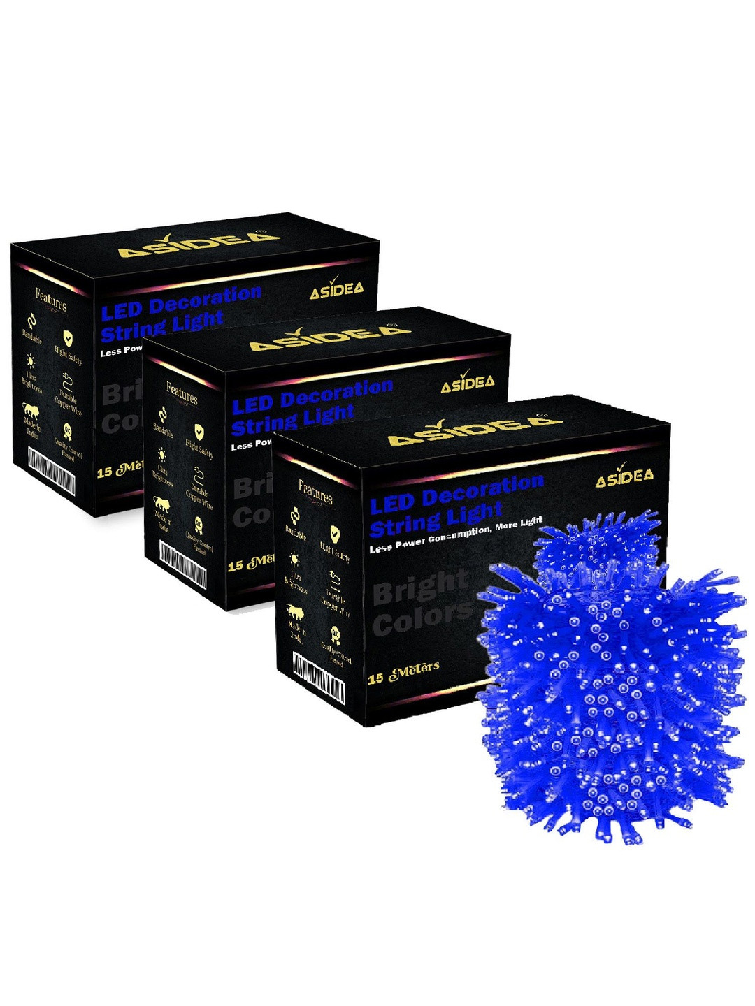 ASIDEA Pack of 3 Blue Decoration String Light