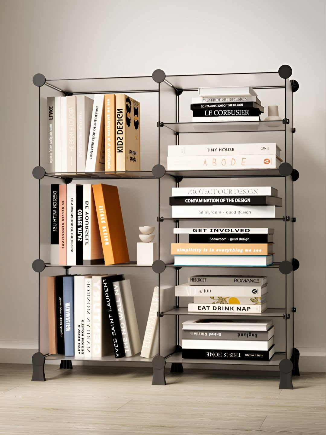 BOXJOY Transparent 6-Tier Modular Book Shelf