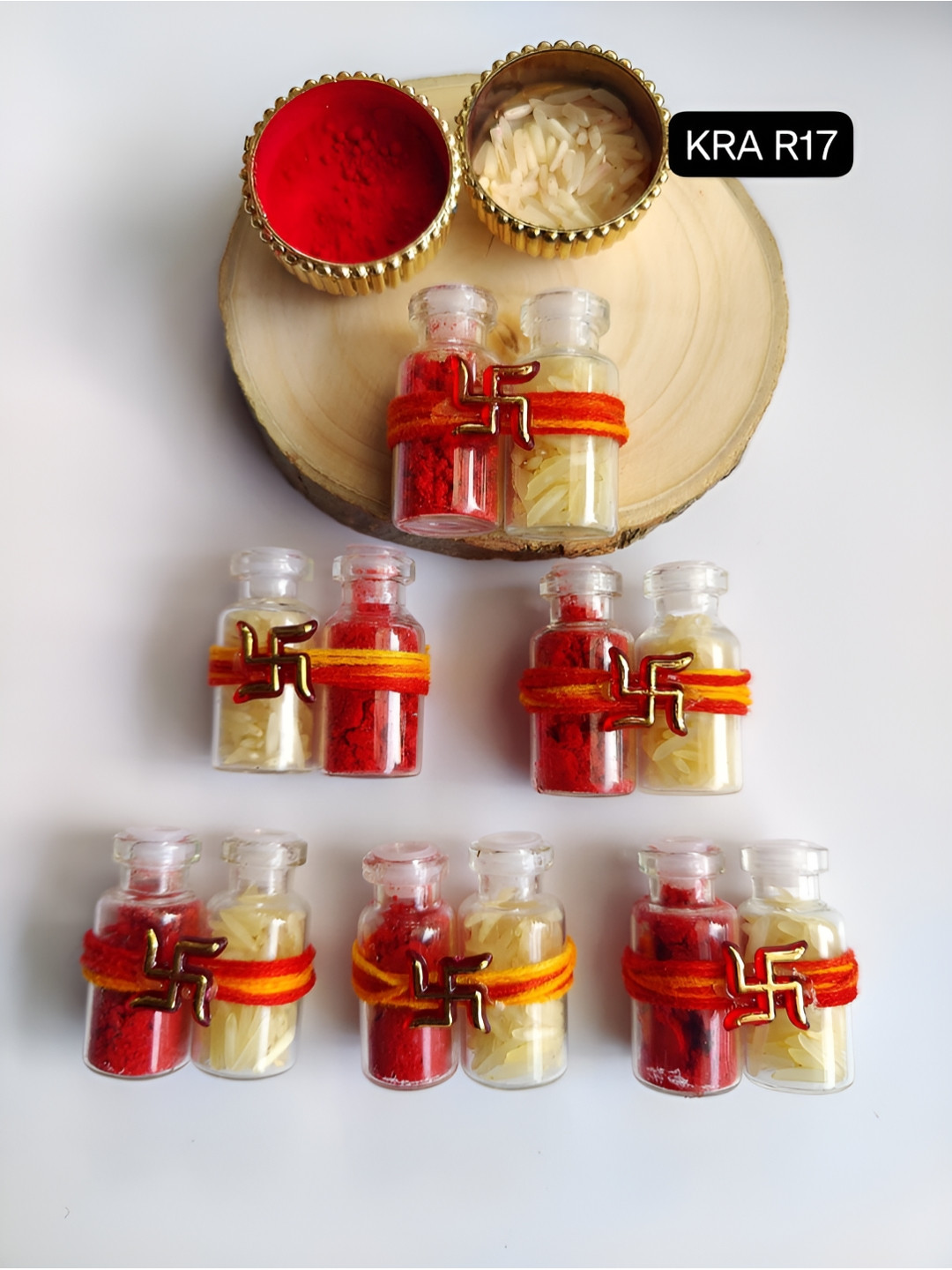 Sellplus Red & White 6 Pieces Roli Chawal Boxes