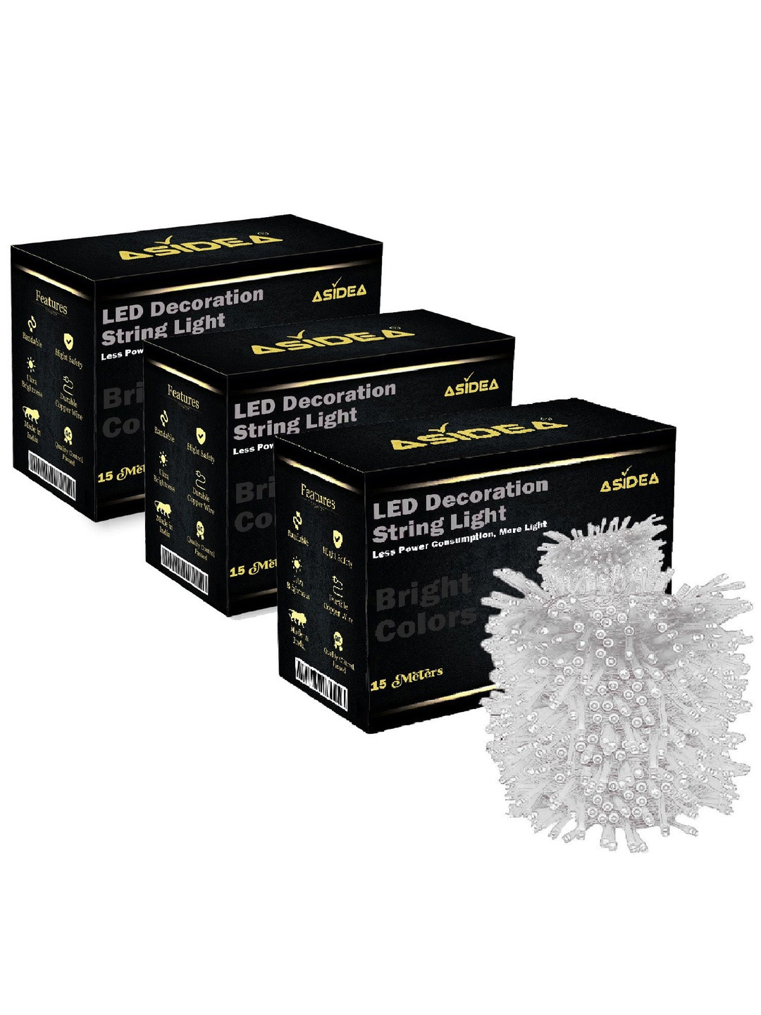 ASIDEA Pack of 3 White Colored 15 Meter String Light
