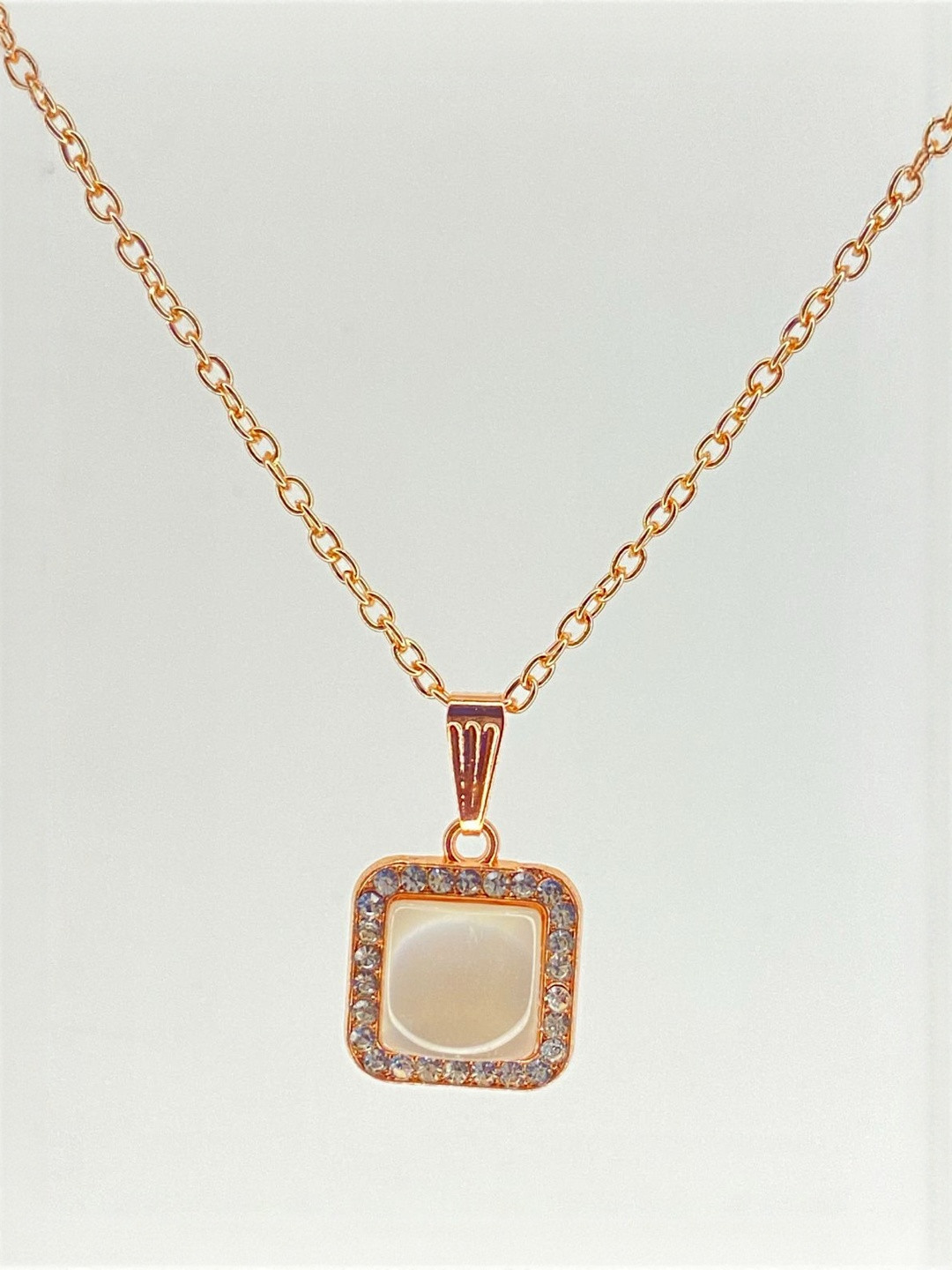 KALAFICIAL Rose Gold-Plated Square Pendants with Chains