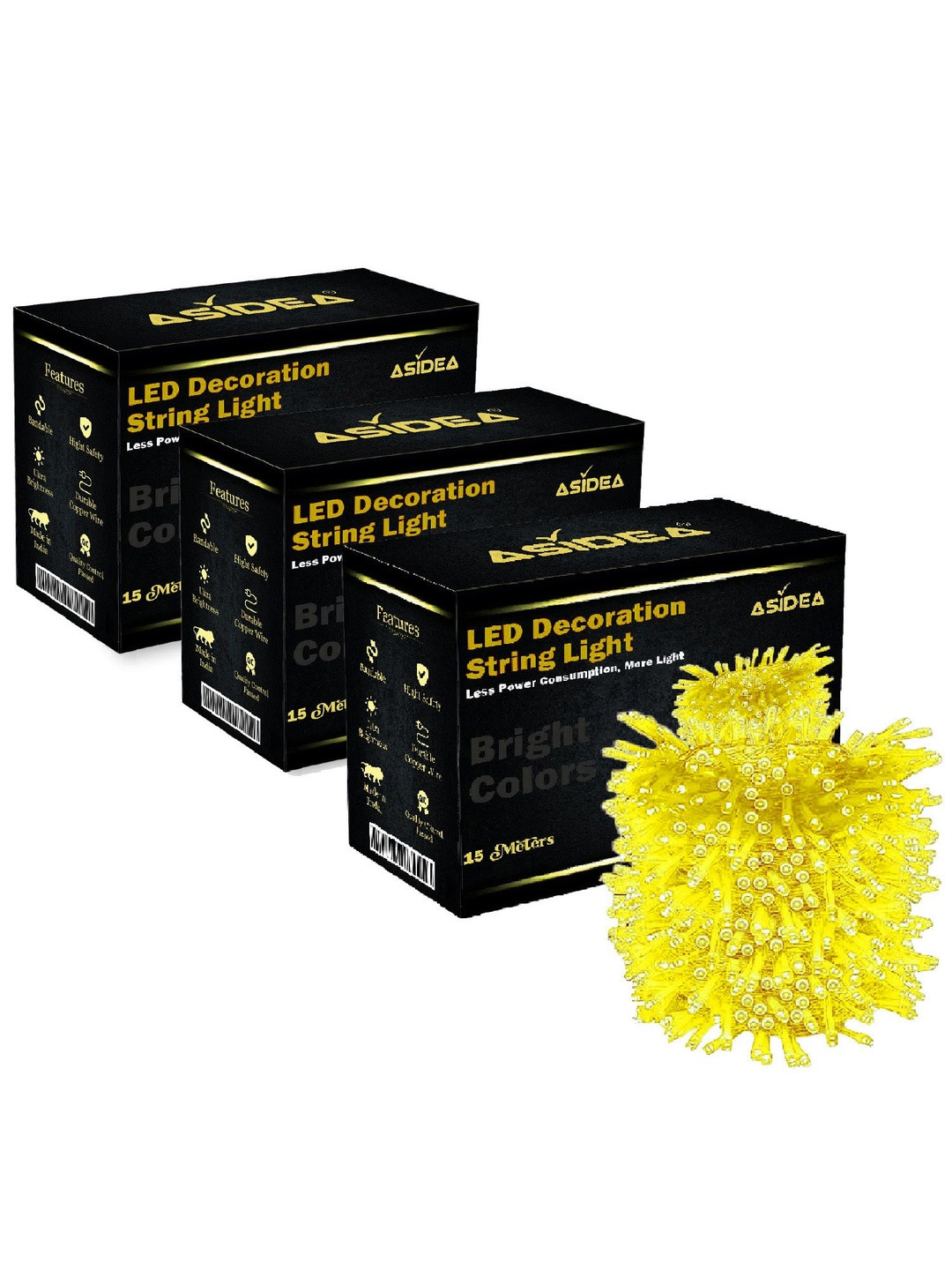 ASIDEA Pack of 3 Synthetic Material Durable 15m String Lights