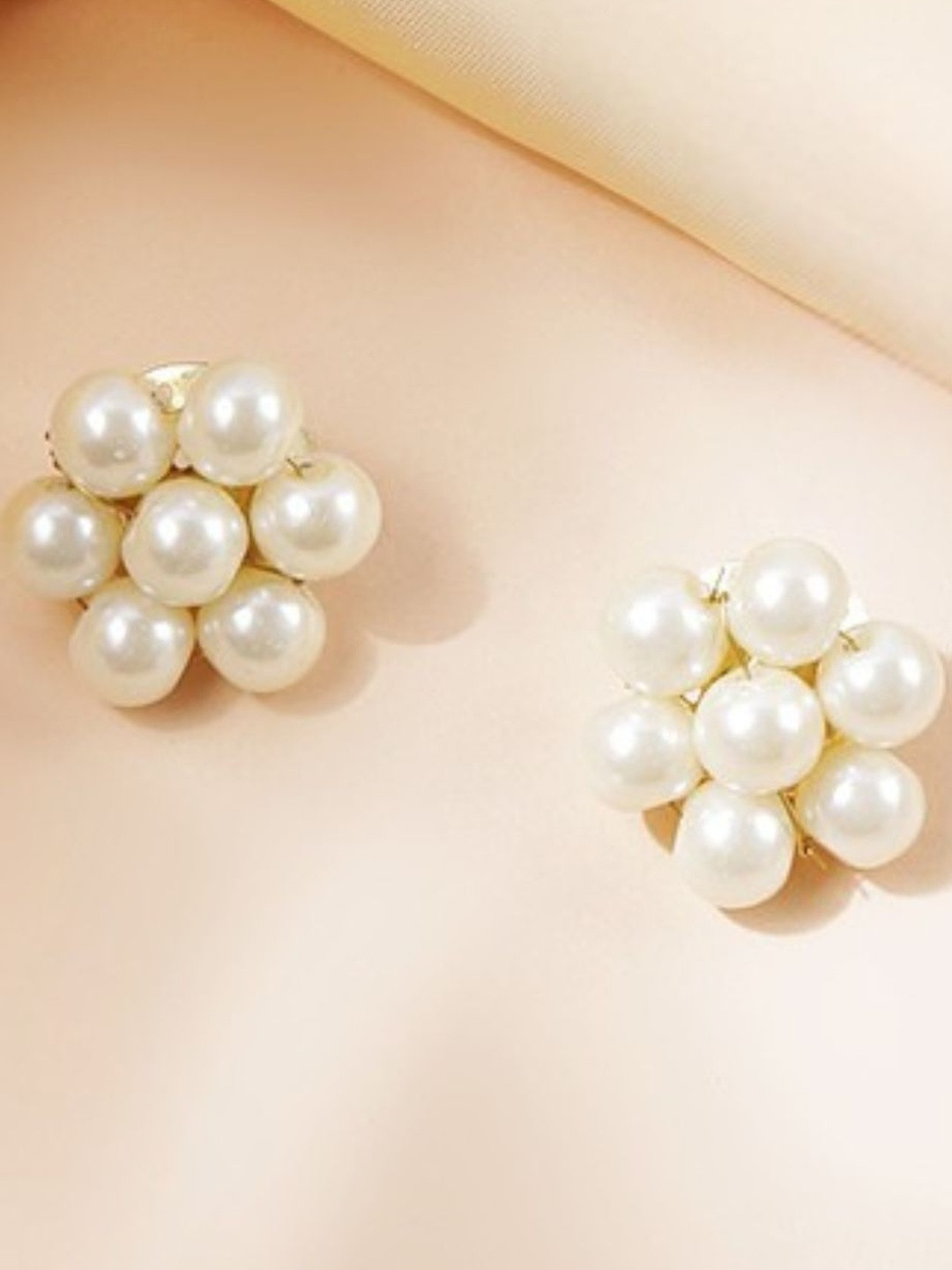 Anouk Rhodium-Plated Synthetic Pearls Studs