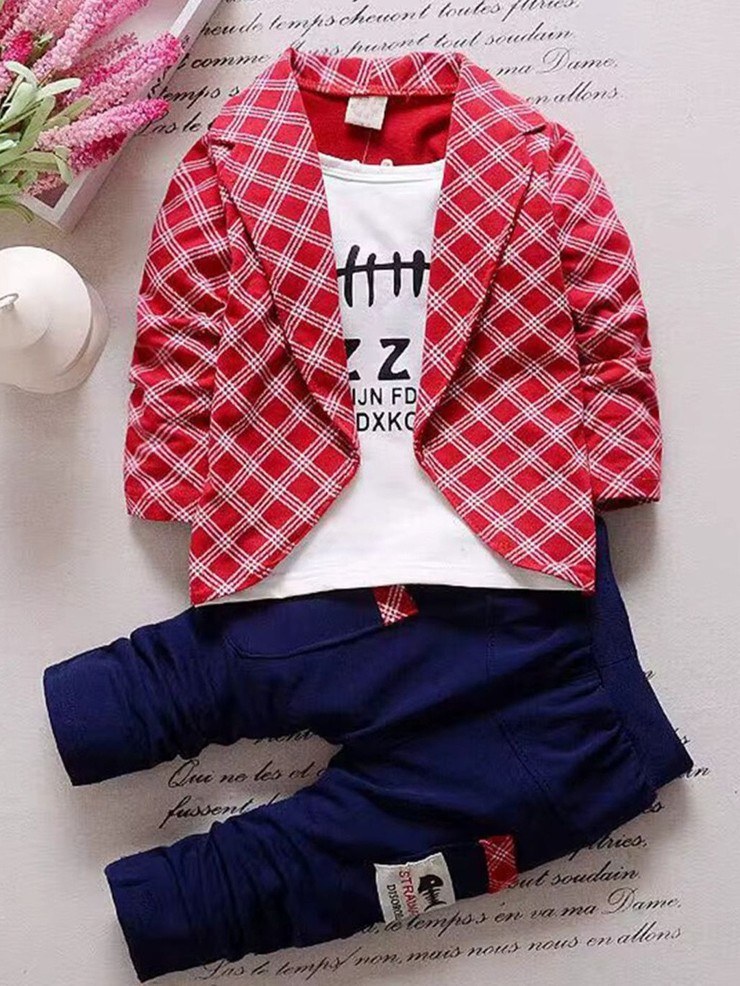 Bold N Elegant Boys Checked Blazer & Pants Party Dress