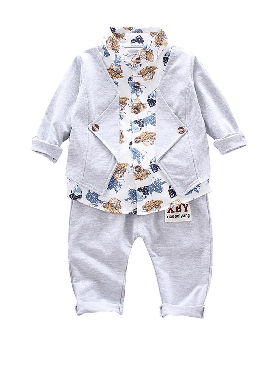 Bold N Elegant Boys Blazer Attached Floral Printed Shirt & Pants