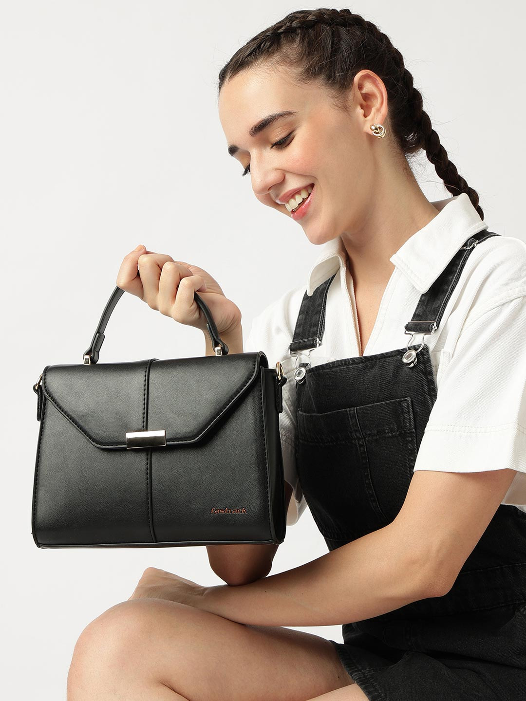 Fastrack Women Solid Structured Sling Bag