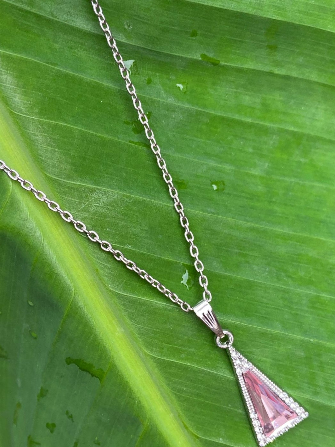 Psight Women Rhodium-Plated Purple Triangle Pendants with Chains