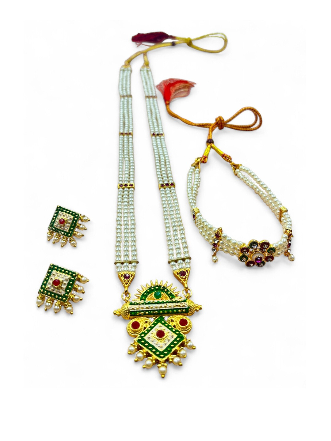ANTIQUE JEWELLERY Gold Plated Kundan Tanmaniya Jewellery Set