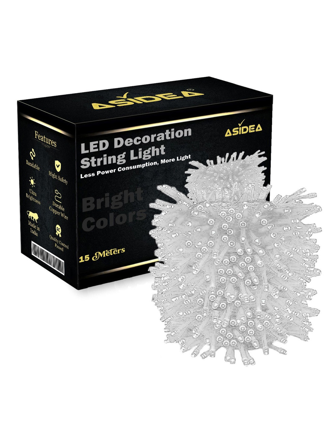 ASIDEA White 15 Meter String Rice Shape Special Synthetic Material 40 LED Lights