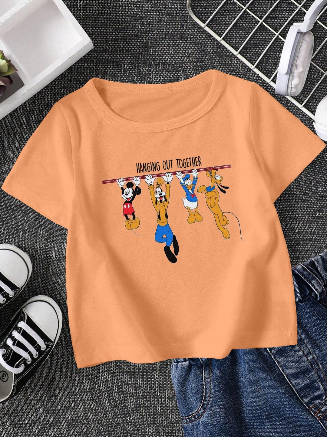 FIONAA TRENDZ Kids Mickey And Donald Printed T-shirt