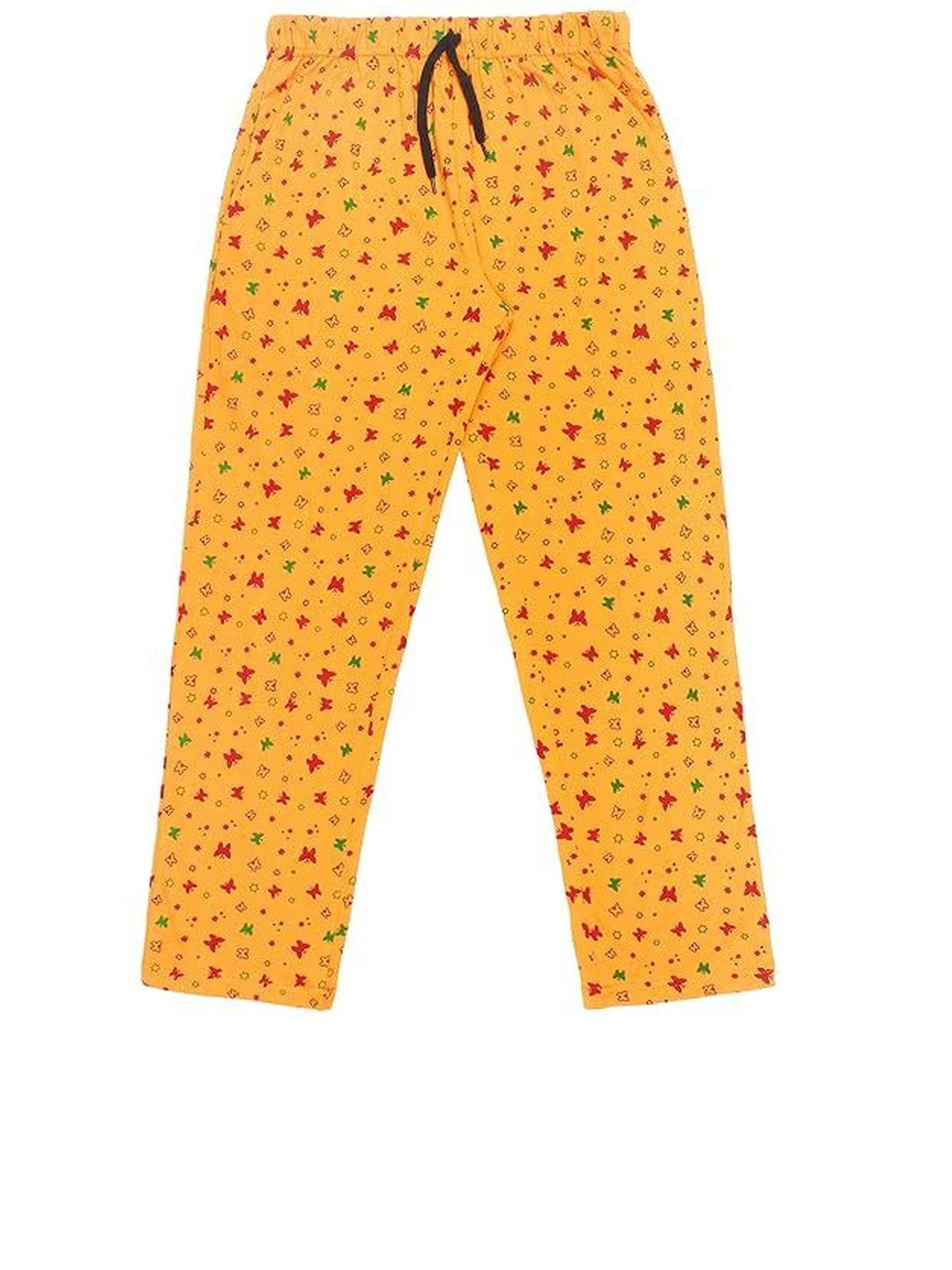 Fasha Girls Yellow Printed Cotton Slim-Fit Ankle-Length Lowers Track Pants