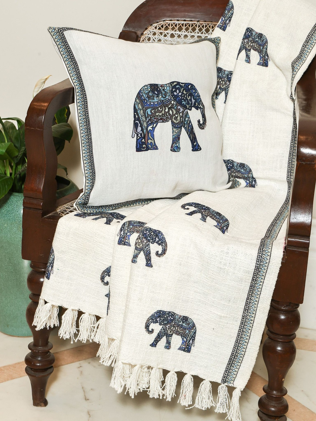 Crown of Poppies Set of 2 Elephant Walk Square Cushion Covers
