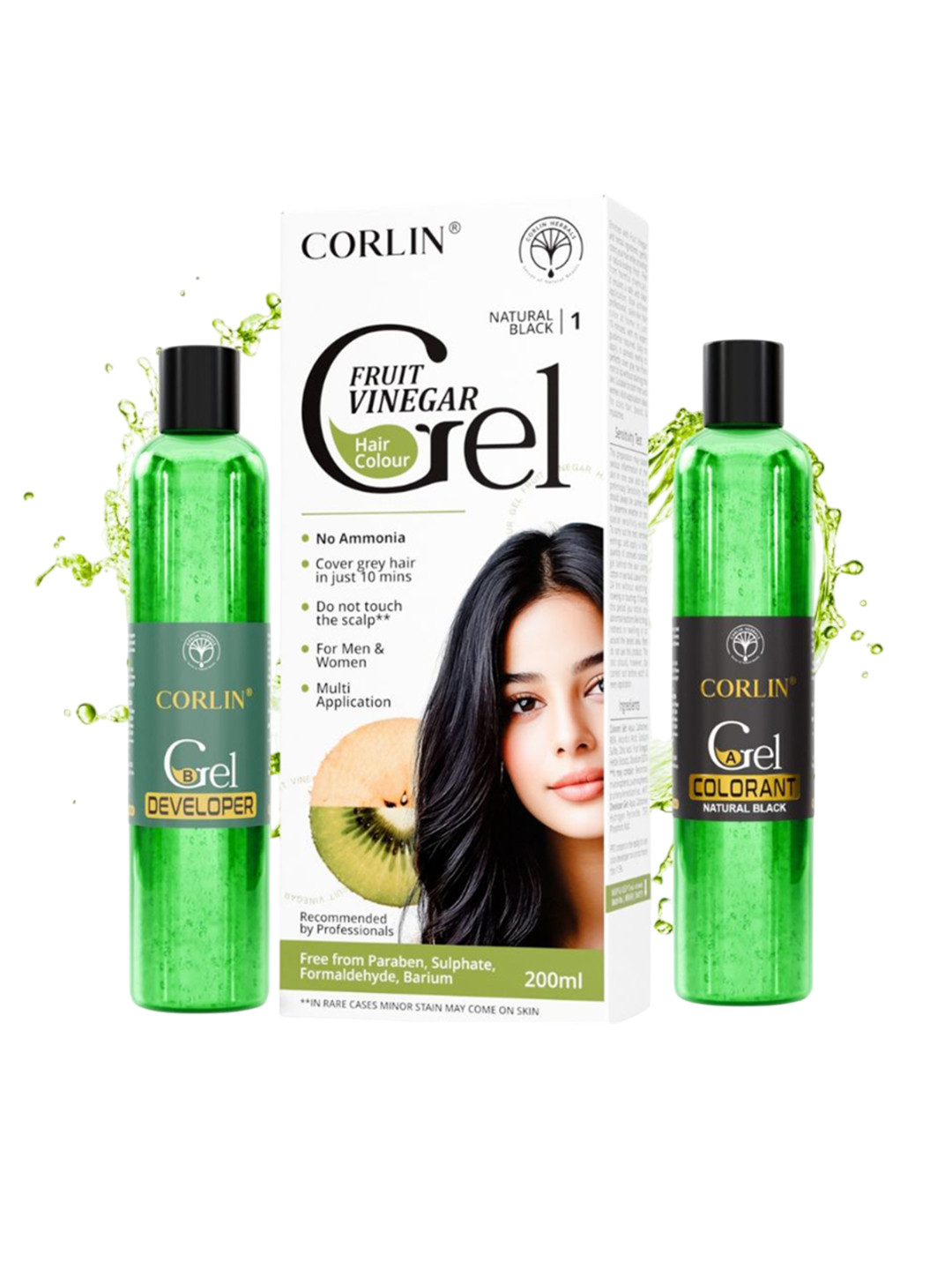 corlin Fruit Vinegar Hair Color Gel - 200 ml - Natural Black