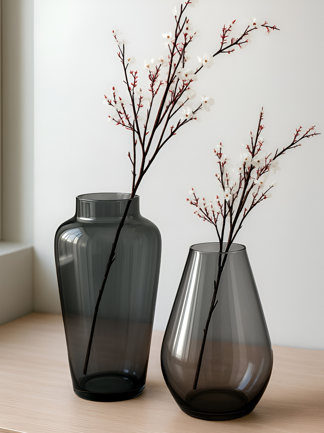 Homesake Black 2 Pieces Pot Shaped Flower Plants Glass Vases