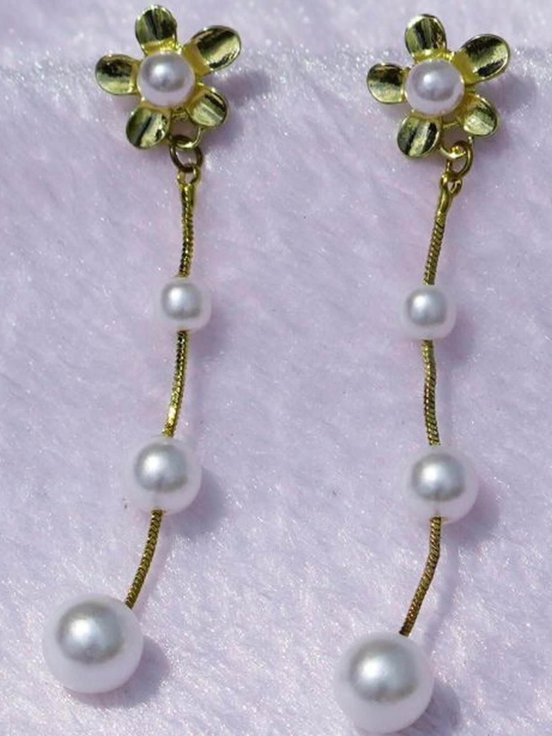 Beautiful Flower Pearl Drop Earrings