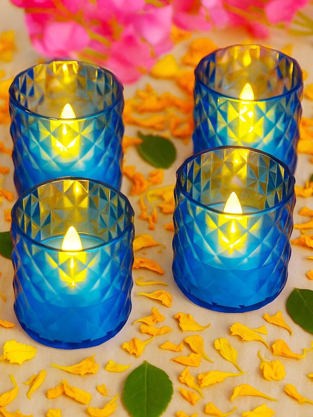 Homesake Blue 4 Pieces Tea Light LED Candles