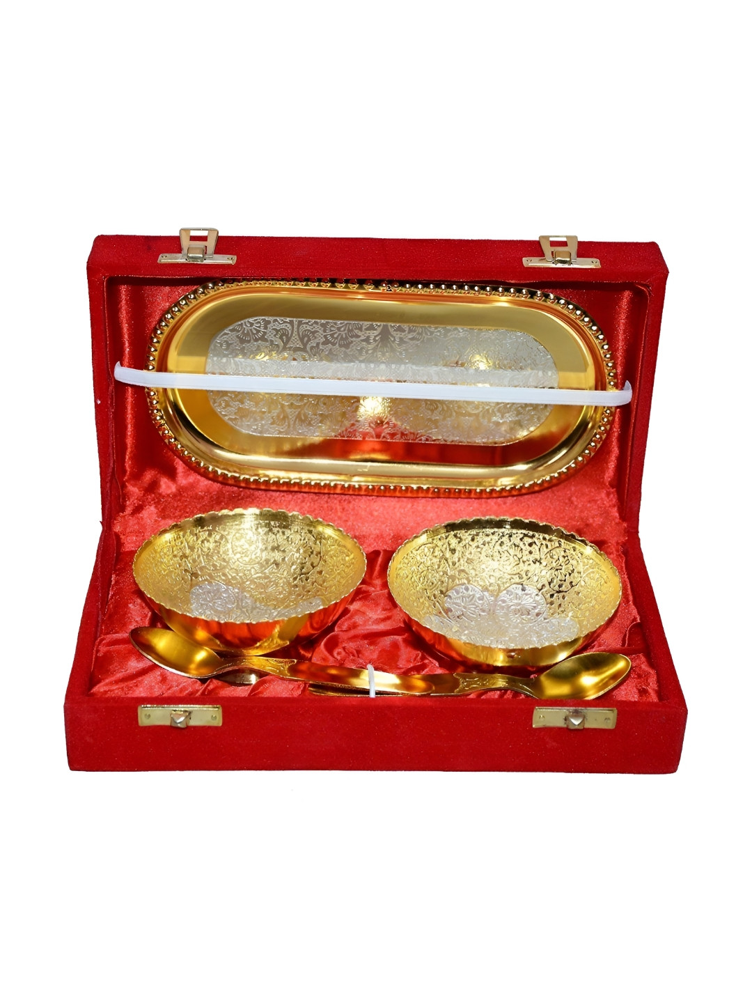 CraftVatika Gold-Plated & Silver-Plated 6 Pieces Bowls & Velvet Box