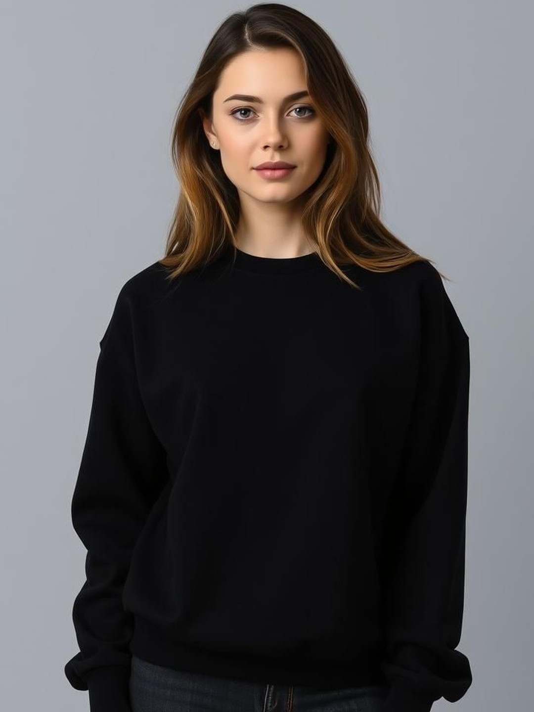 SALUJA FABRICS Women Ribbed Sweatshirt