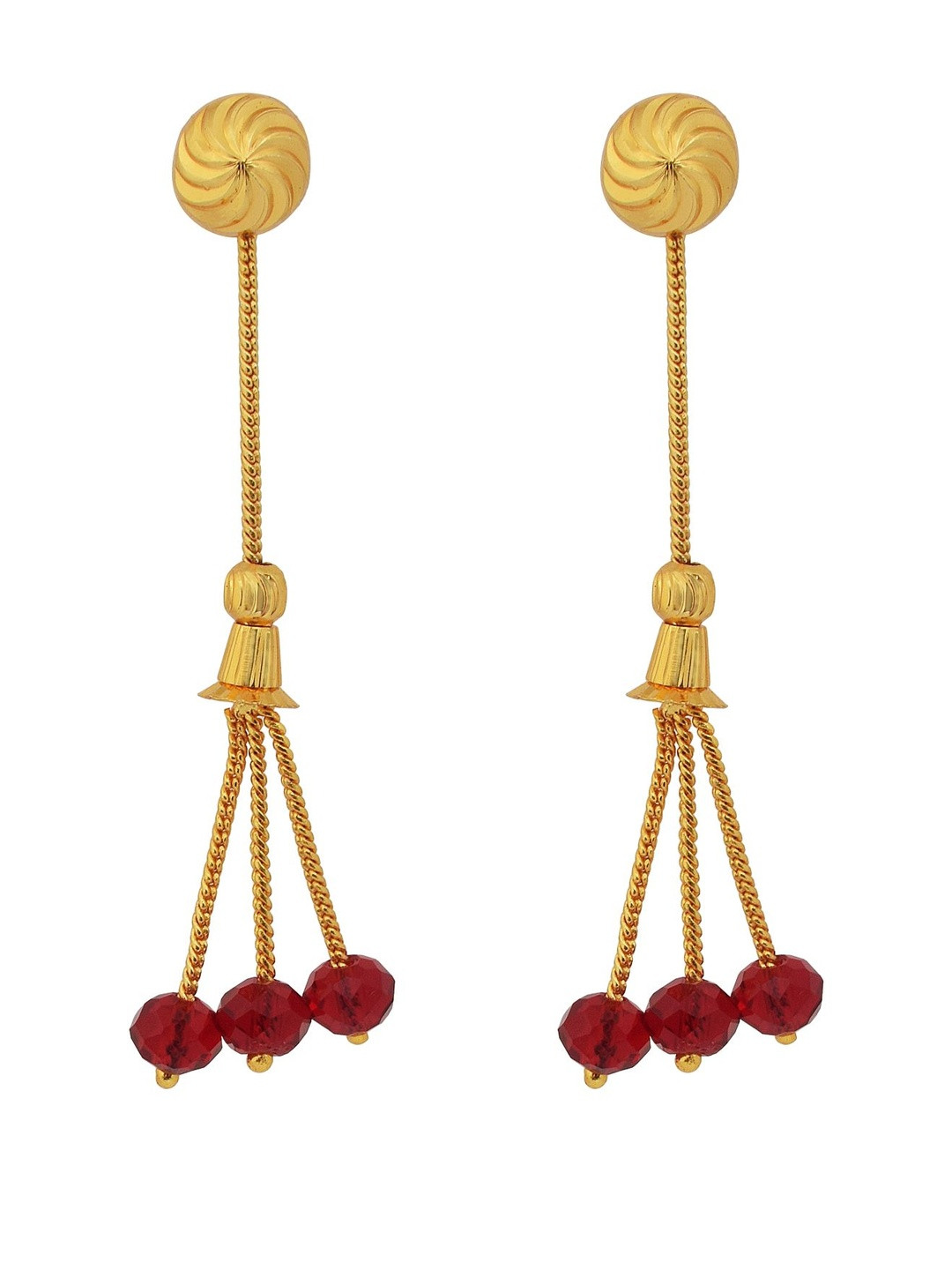 Gold plated Red Beaded Stylish Ethnic Traditional earrings Jhumki for Women