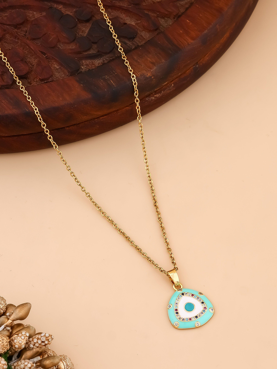 QUERALT Brass Evil Eye Pendant Necklace