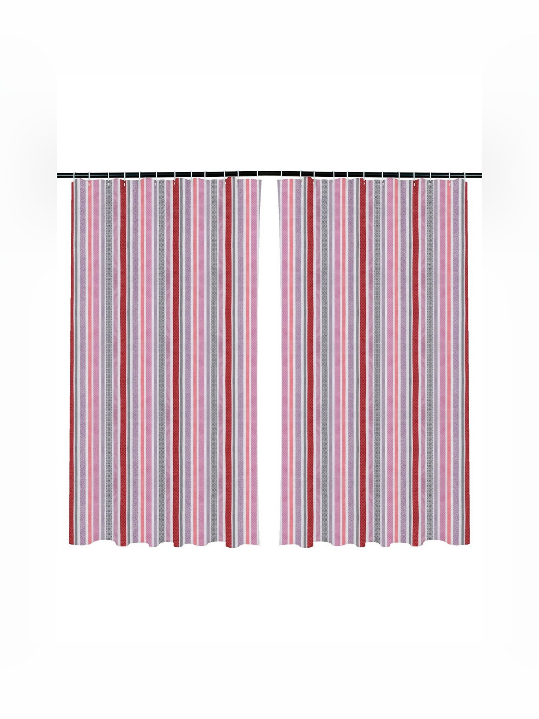 Aura Red & Black 2 Pieces Geometric Printed Black Out Window Curtains