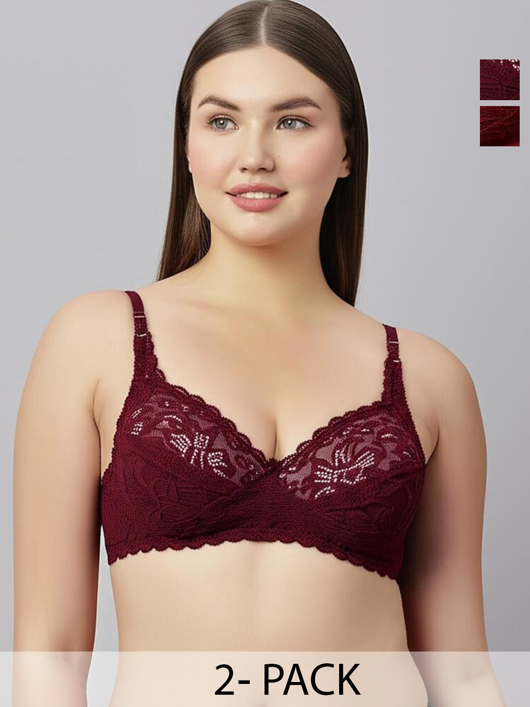 KAVYA Women Pack Of 2 Full Coverage Solid Bra