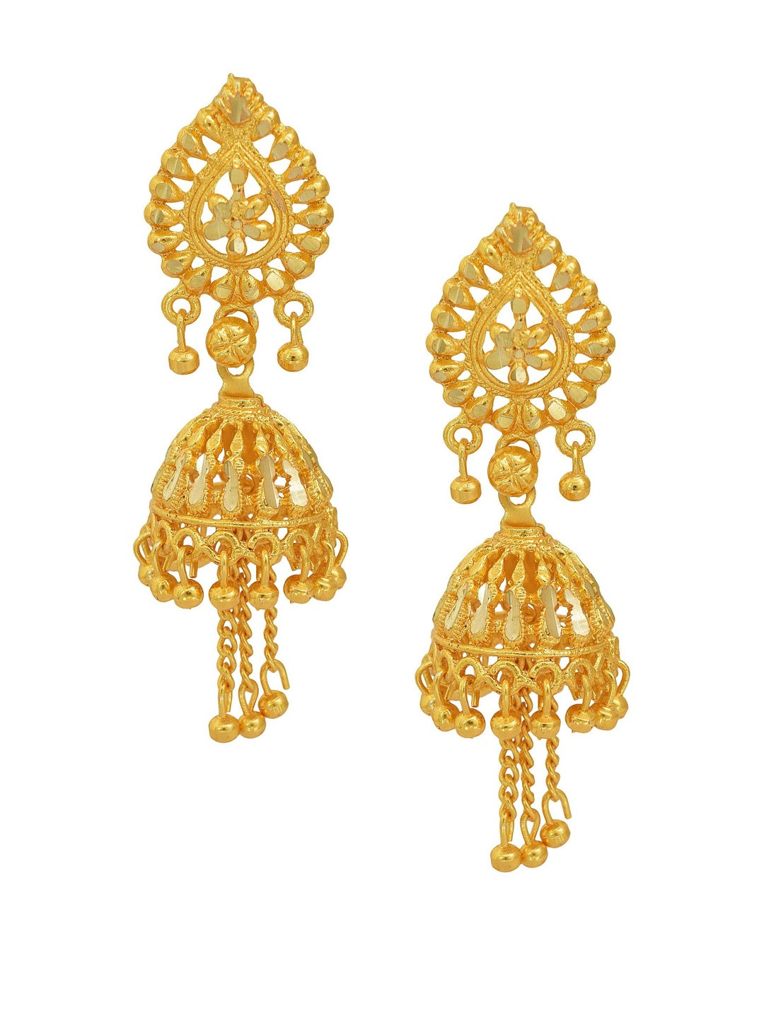 Gold plated Faux Kundan Simple Sober Jhalar (Tassled) Jhumki Ethnic Earring