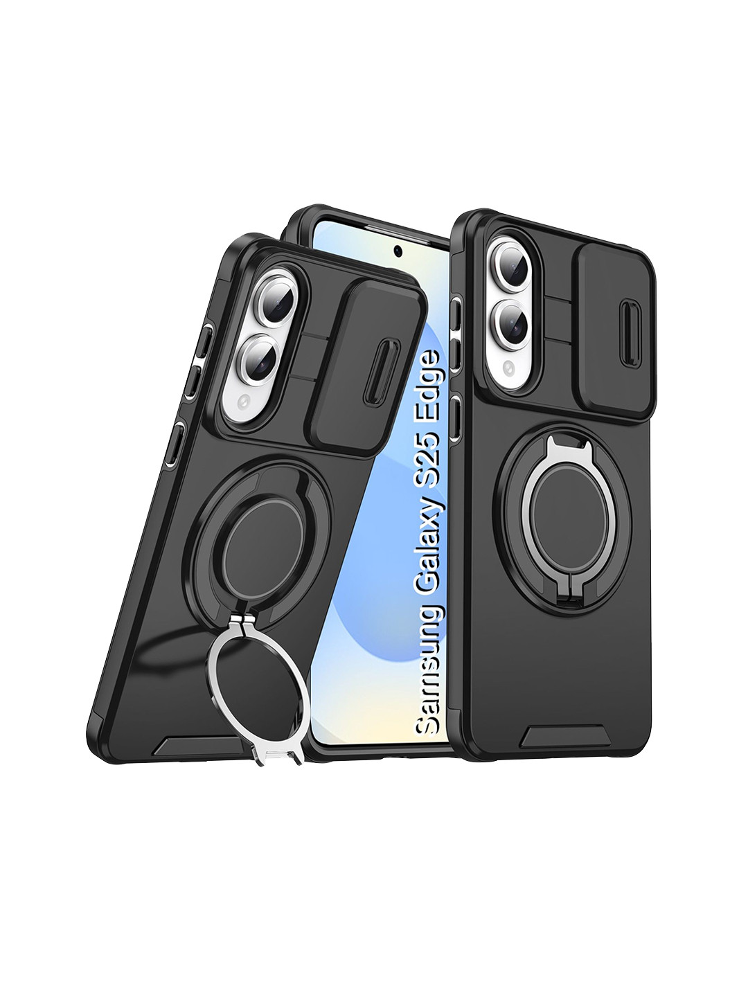 Luxury Kase Shockproof  Samsung Galaxy S25 Edge 5G Magnetic Case With Slide Camera Cover