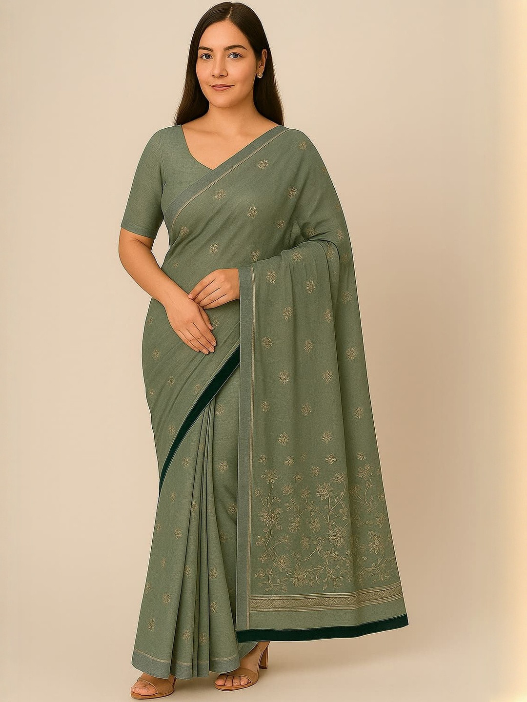 NEE DESIGNSS Floral Printed Art Silk Saree With Blouse Piece