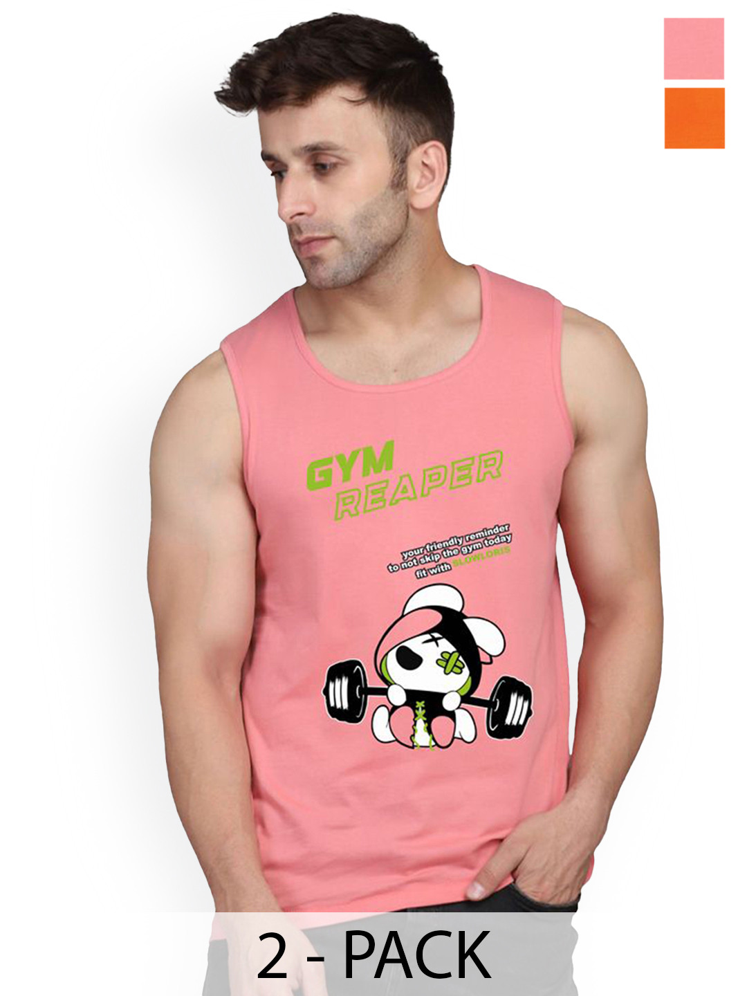 Slowloris Men Pack Of 2 Printed Cotton Inner Vest