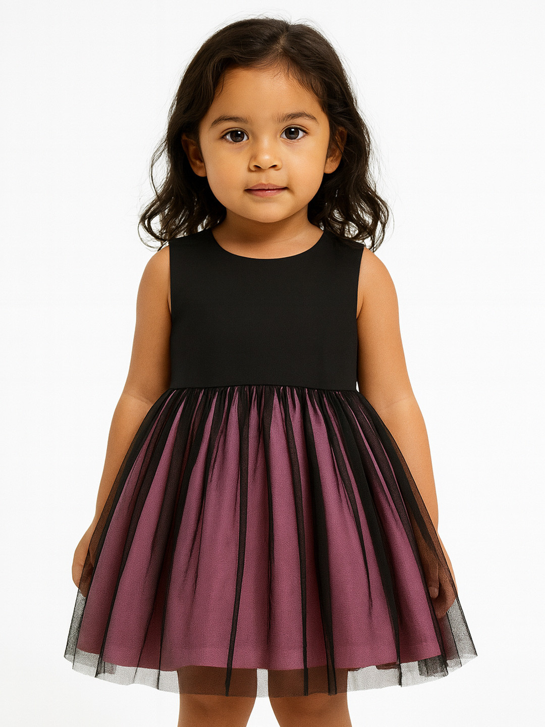 KidsDew Girls Bow Detail Net Fit & Flare Dress