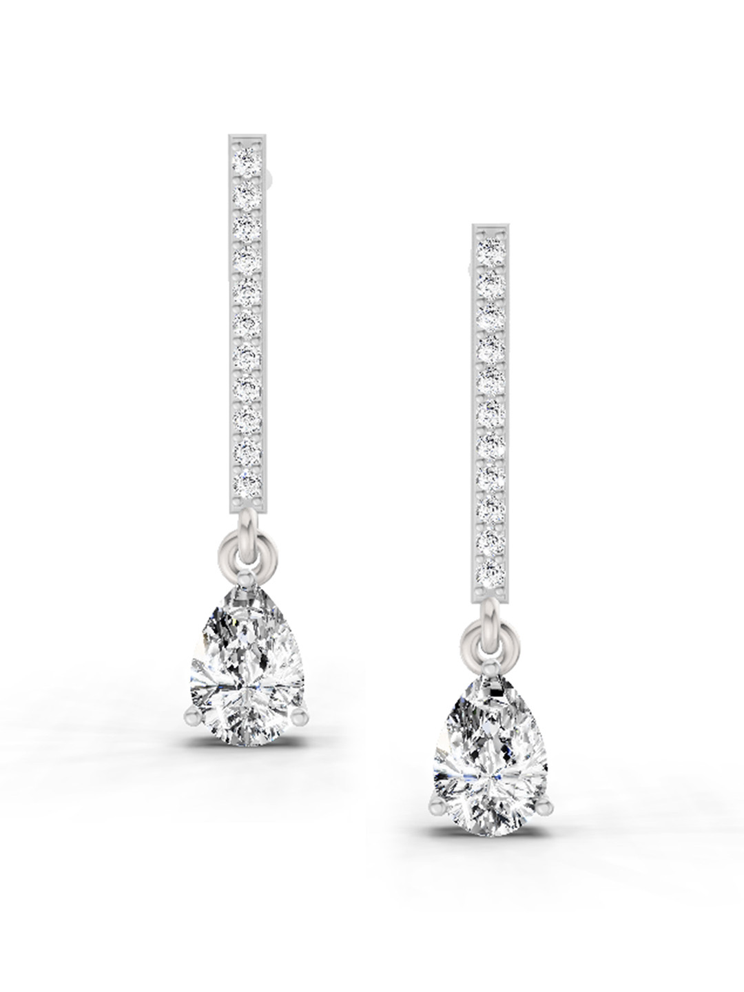 Sparkles 14K White Gold Lab Grown Diamond 1.11 Carat Pear Shape Dangle Diamond Earrings