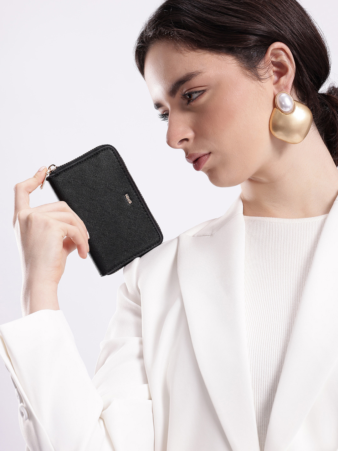 MANGO Women Textured Zip Around Wallet