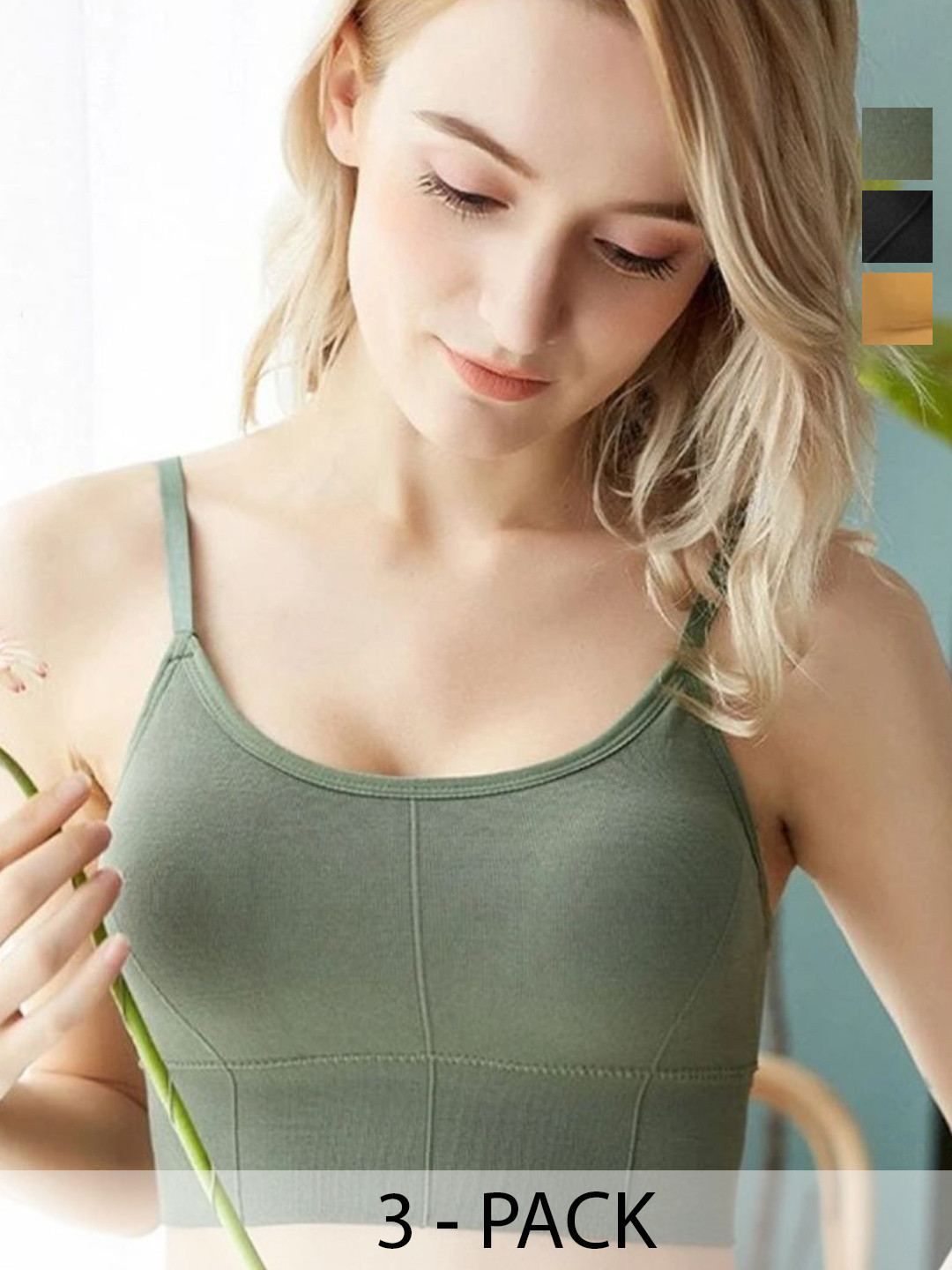 ALLIANCE OVERSEAS Pack Of 3 Full Coverage Lightly Padded Sports Bra