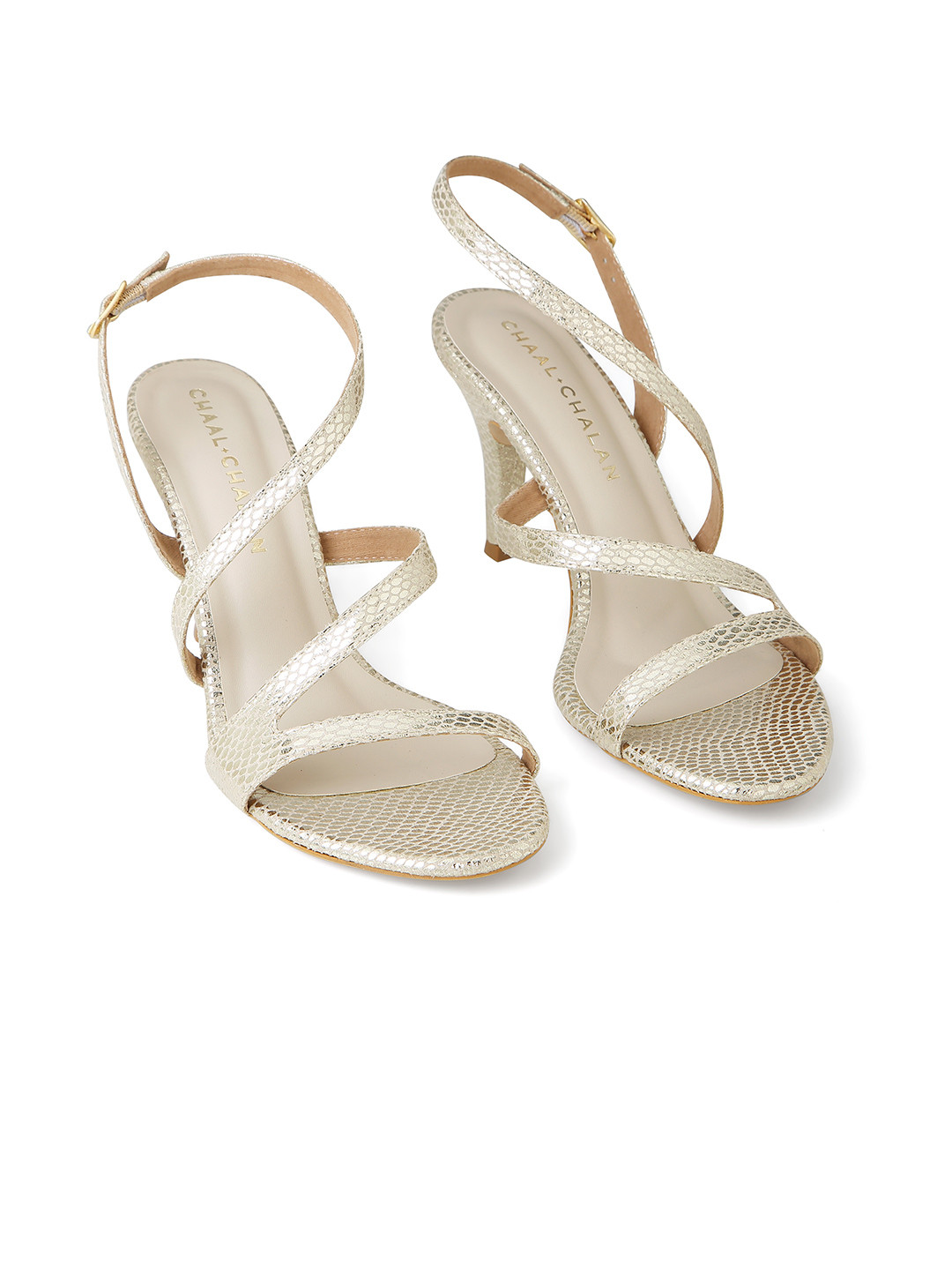 CHAAL CHALAN Alani Golden Pencil Heels