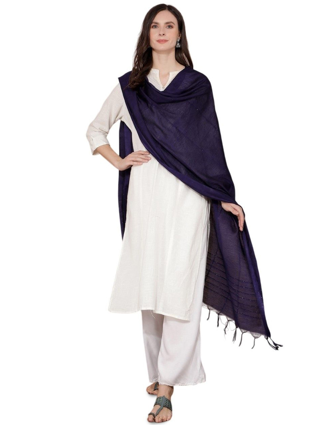 A R SILK DUPATTA HUB Woven Design Sequins Dupatta