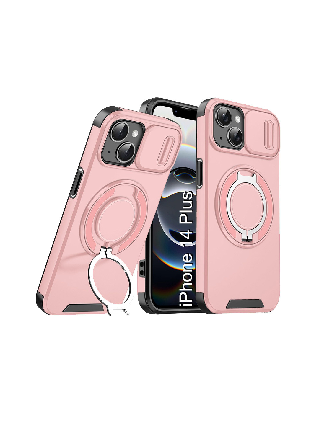 Luxury Kase Shockproof Magnetic iPhone 14 Plus Magnetic Back Case with Slide Camera Cover