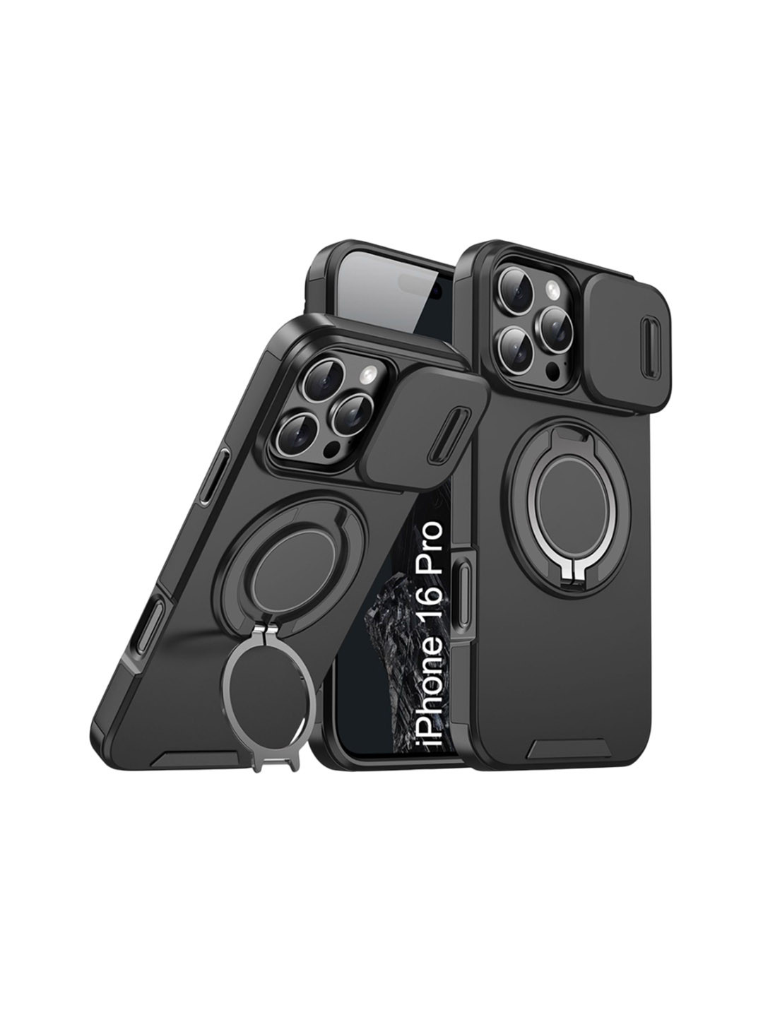 Luxury Kase Shockproof iPhone 16 Pro Magnetic Back Case With Slide Camera Cover