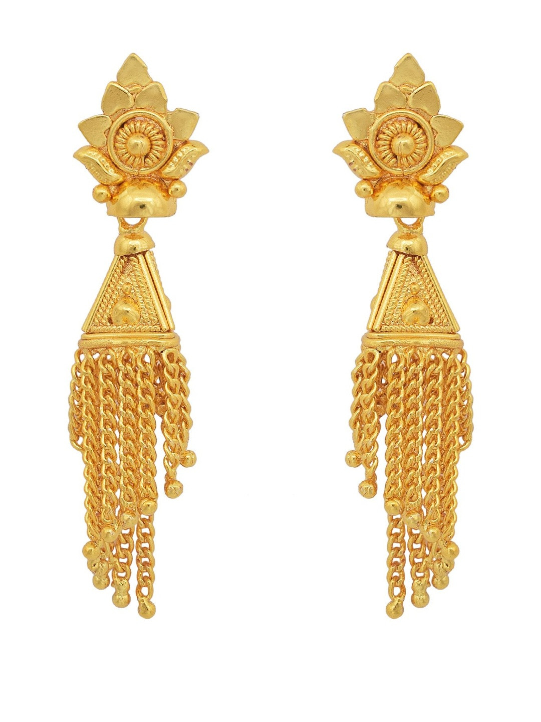 Gold plated Cone shaped Small and Stylish Fashion Jhalar Jhumki Women