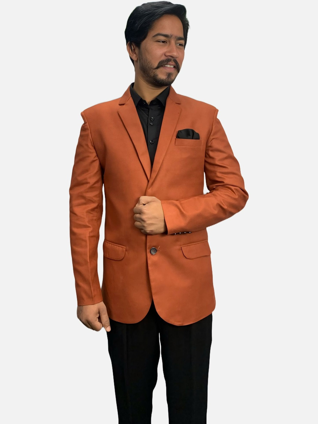 GARGIAN Master Cut Men Copper Toned Solid Polyviscose Blazer