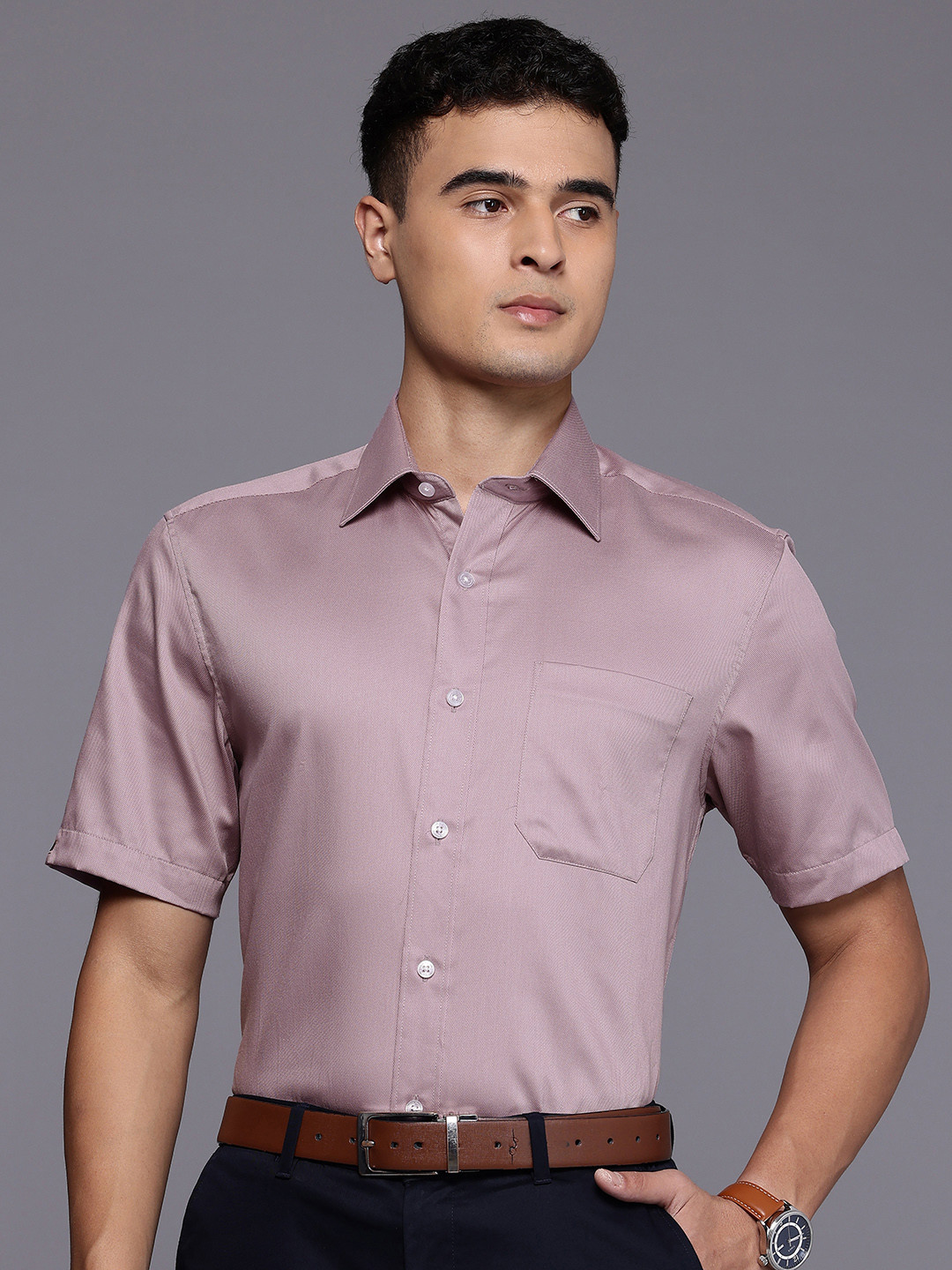 Louis Philippe Classic Fit Oxford Weave Cotton Smart Casual Shirt